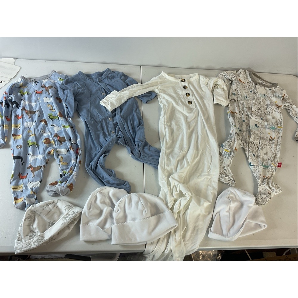 4PC Magnetic Me, Kyte, Lou Lou Baby Boy Newborn LOT  Bodysuits Footies Bamboo